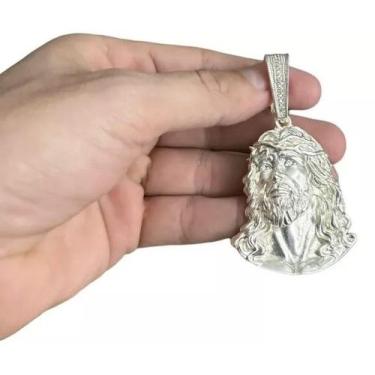 Imagem de Pingente Rosto Jesus Cristo Banhado A Prata 925 Luxo - ToJoia18k
