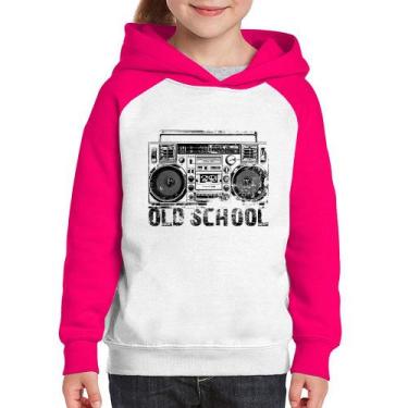 Imagem de Moletom Infantil Old School Boombox - Foca na Moda, Branco, Rosa, 2