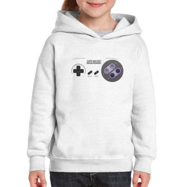 Imagem de Moletom Infantil Super Nintendo SNES Gamepad - Foca na Moda, Branco, 6