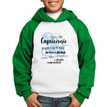 Imagem de Moletom Infantil Sou de Capricórnio - Foca na Moda, Branco, Verde, 14