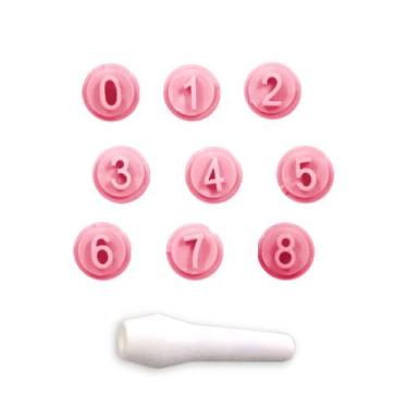 Imagem de Kit carimbos numeros rosa p/ biscuit e confeitaria blue star
