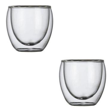 Imagem de Jogo 2 Copos P/ Café Dupla Parede De Vidro Borossilicato 70ml Lyor