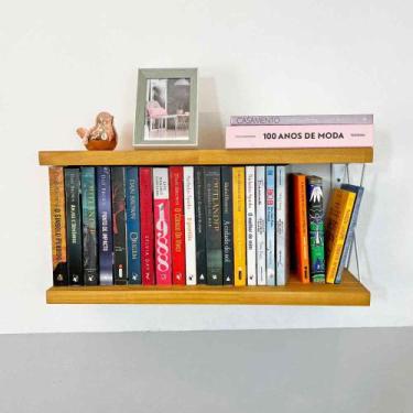 Imagem de Prateleira Dual de Ferro e Madeira 60cm Industrial Nozes e Branco - Ar