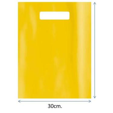 Imagem de Sacola Alça Vazada 30 x 40 Lisa 1KG - Plastimpel, Amarelo