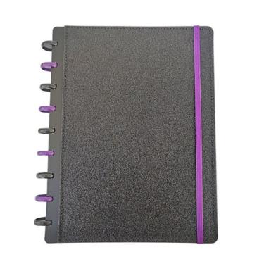 Imagem de Caderno de Disco Inteligente Glamour Brilho Glitter - Preto Chic - Amo