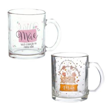 Imagem de Caneca De Vidro 320ml Frases Dia Das Mães Caixa Presente - Rio de Ouro
