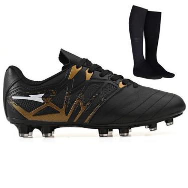 Imagem de Chuteira de Futebol Masculina Campo Grama Natural Bico Reforçado em Co