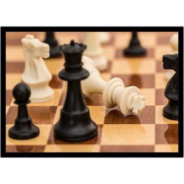 Imagem de Quadro Decorativo Xadrez Tabuleiro Jogos Com Moldura RC015 - Vital Pri