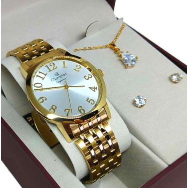 Imagem de Relógio Champion Feminino Dourado Original Analógico A Prova Dágua CN2