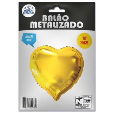 Imagem de Balão Metalizado Coração Ouro 10" (25cm) Mundo Bizarro