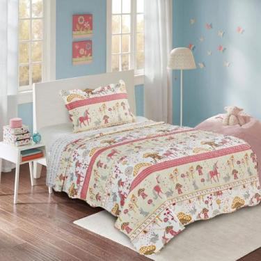 Imagem de Colcha INFANTIL SOLTEIRO matelado cobre leito antialérgico  - SAFIRA E