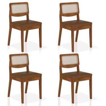 Imagem de Kit 4 Cadeiras Sextavada Bari Freijó/material sintético Caramelo - M. 