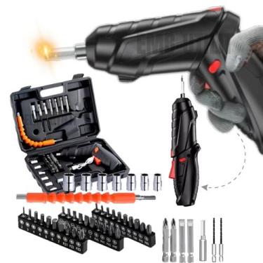 Imagem de Parafusadeira Furadeira Sem Fio com 47 Peças Maleta Organizadora Jogo 