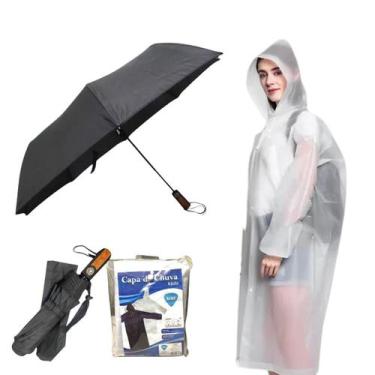 Imagem de Guarda-Chuva Automático com Capa de Chuva Transparente - Tamanho G - C
