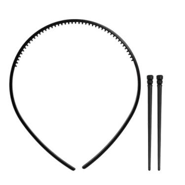 Imagem de 20 Tiara Arco Fina 4mm E Palito Liso Preto Adulto Decorar - Russo Art