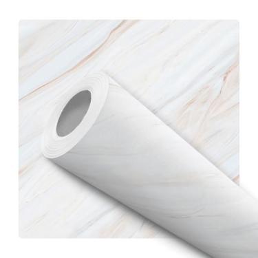 Imagem de Papel de Parede Vinílico Autoadesivo Lavável Mármore Marfim Bege Elega