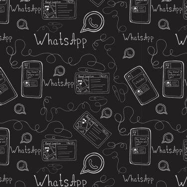 Imagem de Papel De Parede Adesivo Preto Desenho Whatsapp Decorativo