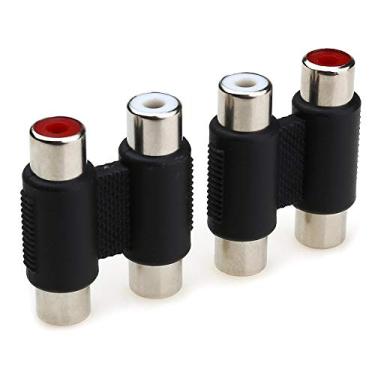 Imagem de 2 conectores de acoplador adaptador de cabo de extensão RCA fêmea para fêmea para fêmea Moborest