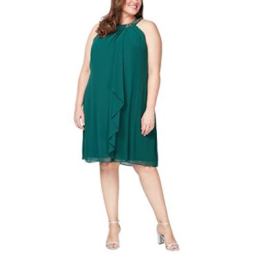 Imagem de S.L. Fashions Vestido feminino plus size de chiffon frente única com gola redonda, Pinheiro, 54