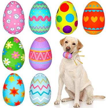 Imagem de 8 peças de brinquedos de páscoa para cães, ovos de páscoa, brinquedo de cachorro com sono, ovos de páscoa de pelúcia, brinquedo de pelúcia, presente de páscoa para cães médios e pequenos filhotes, interativos e duráveis