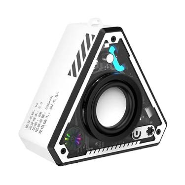Imagem de Mini alto-falante sem fio com luzes à prova d'água pequenos alto-falantes portáteis com som surround 360 para viagens em casa ao ar livre,White