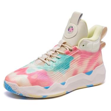 Imagem de Bacury Tênis de basquete feminino masculino moderno tênis de corrida com pintura colorida, rosa, 8.5 Women/7.5 Men