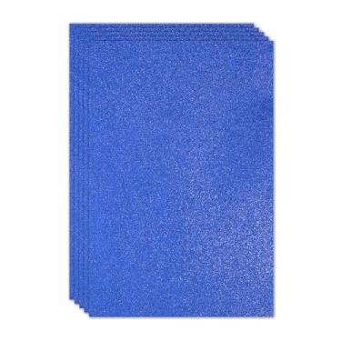 Imagem de PATIKIL Folha de espuma com glitter EVA brilhante azul escuro 11,8 x 7,9 polegadas 2 mm de espessura com adesivo traseiro brilhante EVA Glitter feltro para projetos de artesanato DIY, 5 peças
