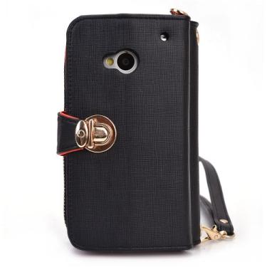 Imagem de Kroo Capa carteira multiuso para smartphone com porta-moedas para HTC One - preta