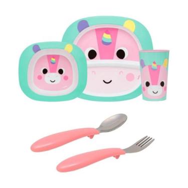 Imagem de Kit Refeição Infantil Unicórnio + Talheres Buba