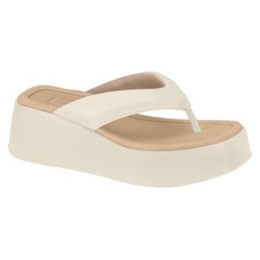 Imagem de Sandália Tamanco Feminino Beira Rio Confortável Casual, 38, Branco off