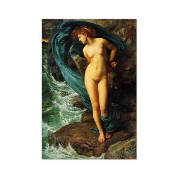Imagem de JZSDGB Andrômeda por Edward Poynter-Impressão em tela arte de parede famosa reprodução de pintura - imagens de retrato em tela para decoração de casa 70 x 105 cm (28 x 41 pol) sem moldura