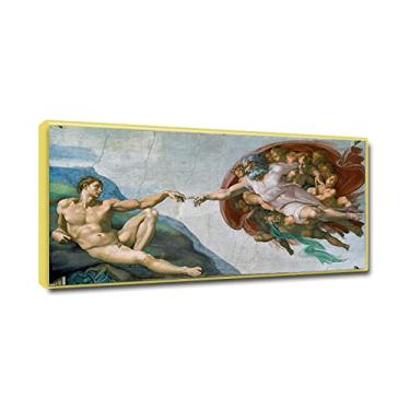 Imagem de JZSDGB Famosa arte de parede em tela - reproduções de pintura a óleo Michelangelo - impressões em tela de arte de parede giclée clássicas-'Create Adam' imagens de pôster para decoração de quarto 30 x