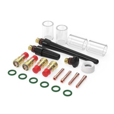 Imagem de YESWELDER 22 peças TIG tocha de solda lente de gás Stubby #10 Pyrex kit de copo de vidro para WP-17/18/26
