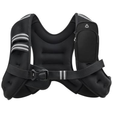 Imagem de RKV86 Colete pesado para homens e mulheres de 2,7 a 9 kg, ajustável com listras reflexivas, pesos removíveis para corrida, cardio, treinamento de força, 3,6 kg