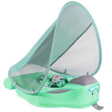 Imagem de GENTEACO Boia de Piscina para Bebês Mambobaby com Dossel Removível para Bebês de 3 a 24 Meses, Boia de Natação Não Inflável com Cauda, Evite Virar, Material Amigo da Pele, Treinador de Natação