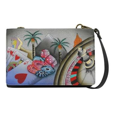 Imagem de Anna by Anuschka Bolsa transversal organizadora 4 em 1 de couro pintado à mão original feminina, Sin City, Cidade do pecado, One Size