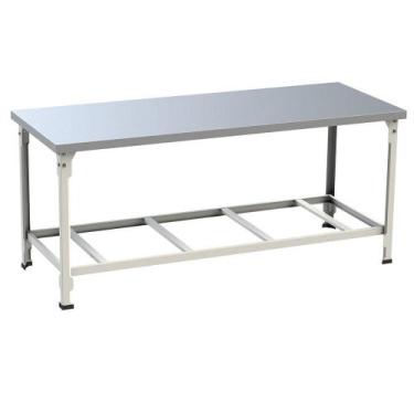 Imagem de Mesa de Manipulação Itajobi 1,80x70cm Desmontável Branca Tampo Inox - 
