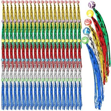 Imagem de Leyndo 24 bolas de cometa bolas de borracha saltitantes a granel com serpentinas coloridas mini bola com cauda para lembrancinhas de festa de aniversário, escola, chá de bebê, piñata, saco de