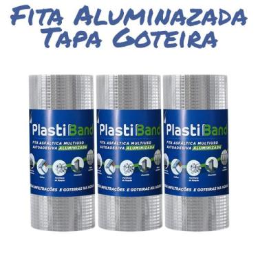 Imagem de Tapa Goteira Fita Autoadesiva aluminizada 15cm x 10m - Dplastic, 3 Uni