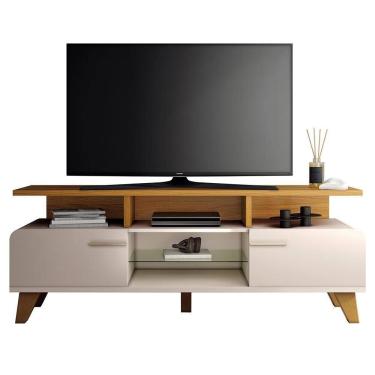 Imagem de Rack Para Sala De Estar Tv 60 Pol Orgânico 160cm émile B01 Off White Cinamomo - Lyam Decor