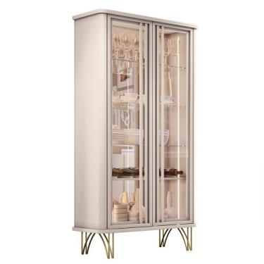 Imagem de Cristaleira Decorativo com LED Portas de Vidro Évora Off White G26 - H