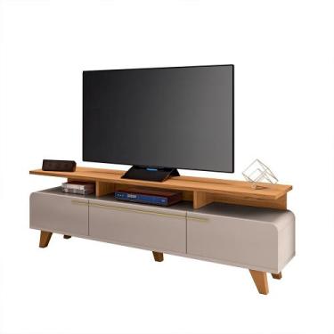 Imagem de Bancada Decorativa Essenza TV até 70 Pol MDP/MDF Pés de Madeira Off Wh