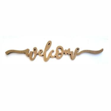 Imagem de Palavra Decorativa Welcome Lettering Para Parede 35cm em Mdf Cru 6mm -