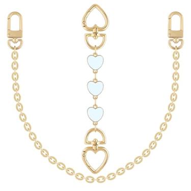 Imagem de Puideon Corrente extensora de bolsa, pacote com 2 correntes extensoras de bolsa com fechos giratórios de liga, extensor de alça de bolsa dourada para bolsas, bolsas de ombro, alças de substituição