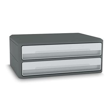 Imagem de Cep MoovUp Suporte para monitor de computador, módulo, 2 gavetas, monitor booster, cinza, plástico reciclado