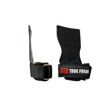 Imagem de Luvas de levantamento de peso True Form Grips Alças resistentes Ganchos de levantamento de energia alternativos Melhor para Deadlifts Ajustável de Neoprene Almofadas de pulso Suporta o Bodybuilding Crossfit Pro Workout, Preto, Large