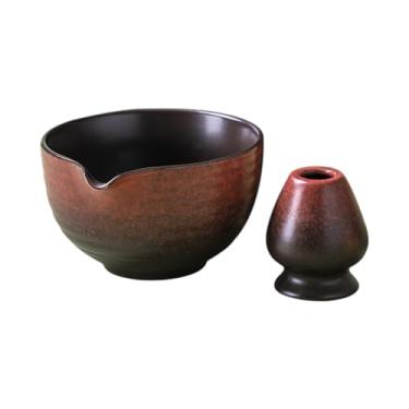 Imagem de ＫＬＫＣＭＳ Matcha Bowl com o titular do whisk 430ml, feito à mão, tradicional e retro Ceramic Matcha Cup para uma festa de jantar de férias no escritório em
