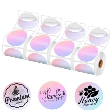 Imagem de 2 x 2 etiquetas térmicas redondas, etiquetas adesivas térmicas redondas de 5 cm para negócios e casa, para impressora de etiquetas, para etiquetadoras M110/M220/M221, 560 etiquetas/4 rolos para