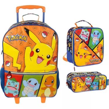 Imagem de Kit Mochila De Rodinhas Estojo Lancheira Pokemon - Xeryus
