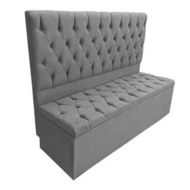 Imagem de Kit Baú Recamier + Cabeceira Box Shop Casal Couro Sintético Cinza